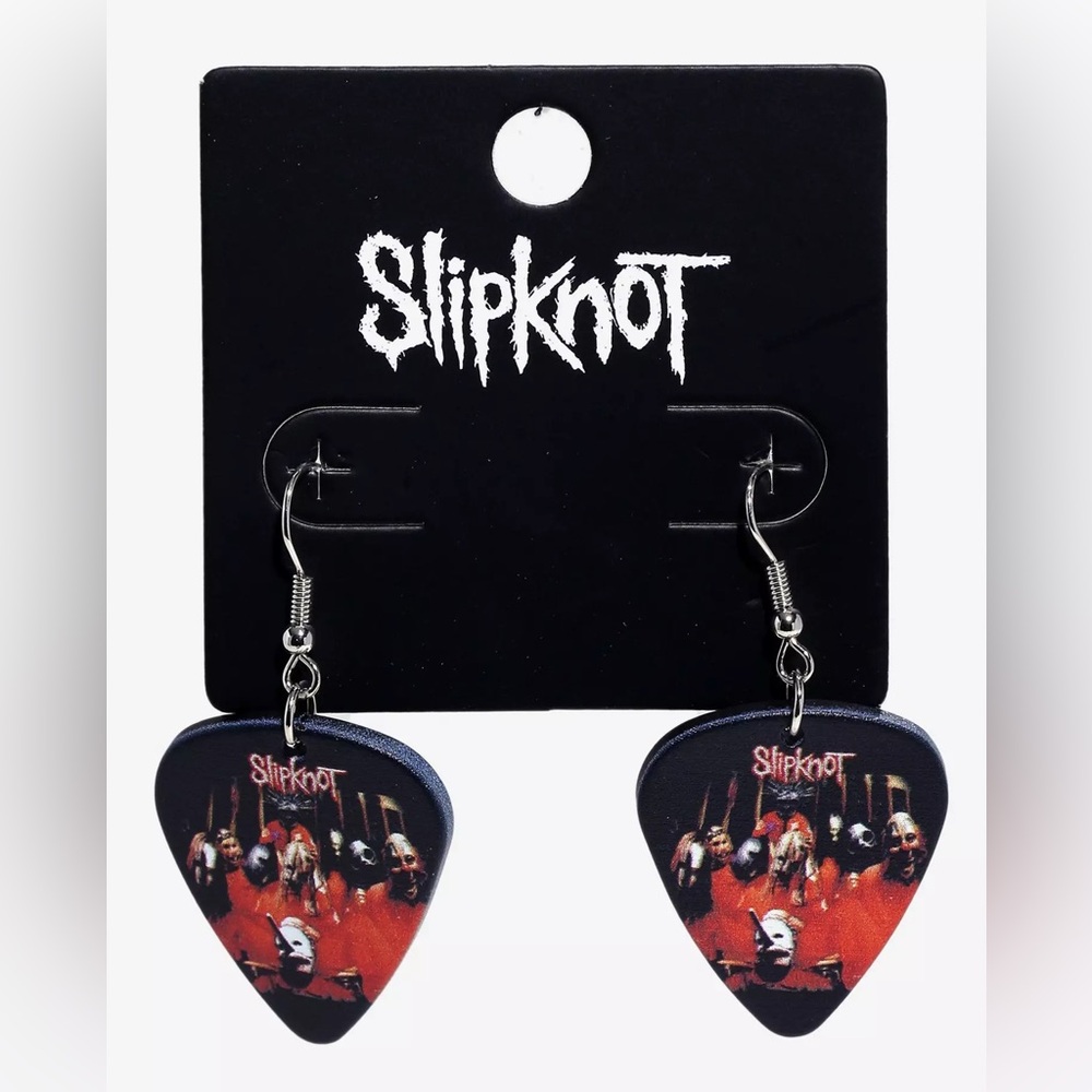 Slipknot Group Photo Guitar‎ Pick Drop Earrings Hot Topic